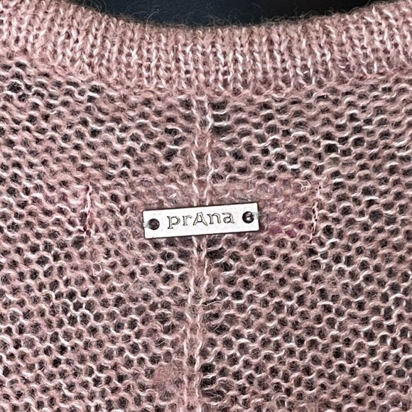 PrAna Cable Knit Fringe Boho Sweater Mauve Medium - Picture 8 of 9